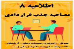 اطلاعیه زمانبندی مصاحبه و ارائه مدارک داوطلبان جذب نیروی قراردادی سال 1405  